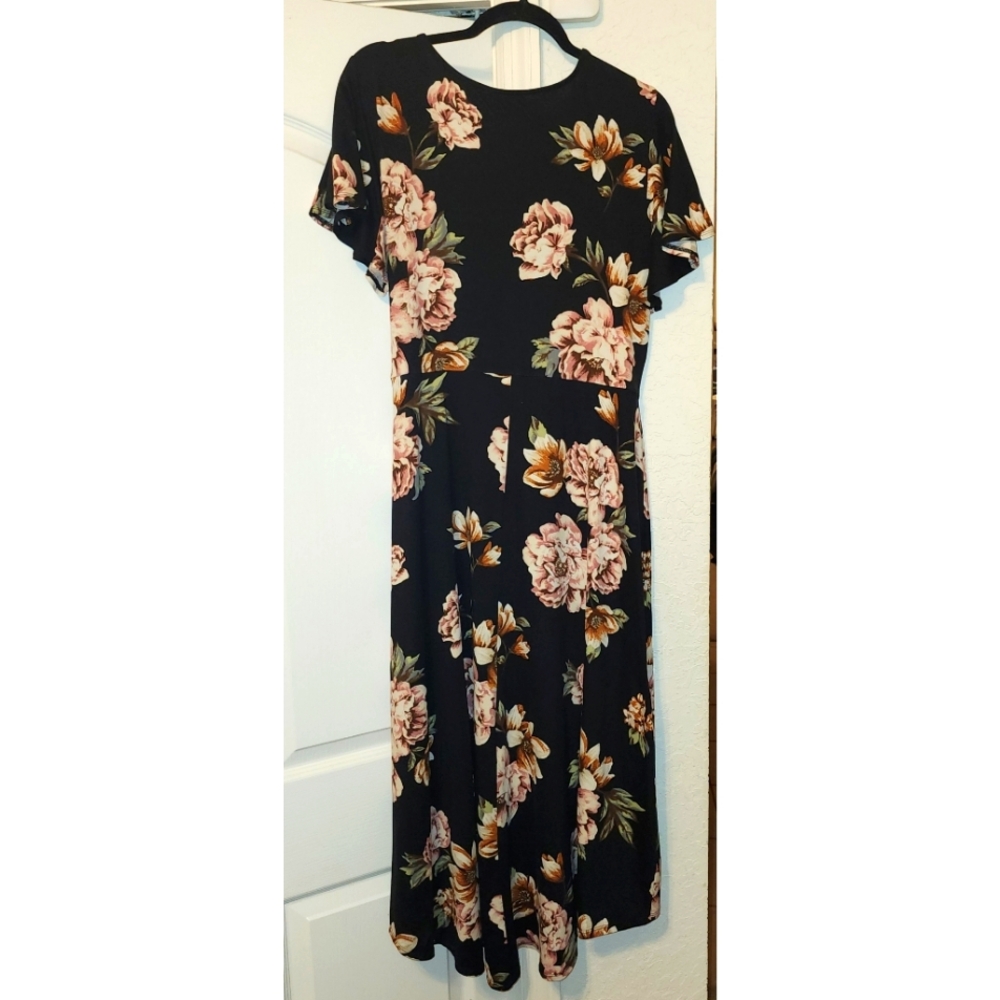 Fortune+Ivy Floral Hi-Low Midi Wrap Around Dress Short Sleeves Size 1X - Picture 2 of 8